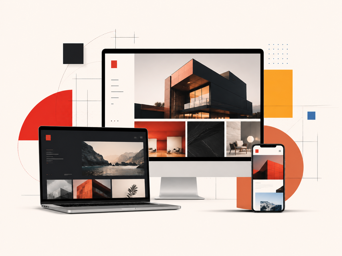 Device mock-up showcasing premium web design work