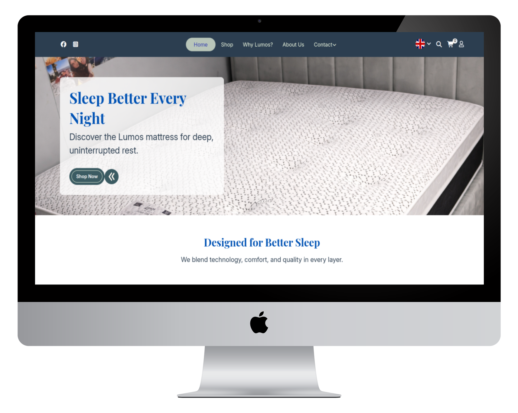 Lumos Mattresses website preview