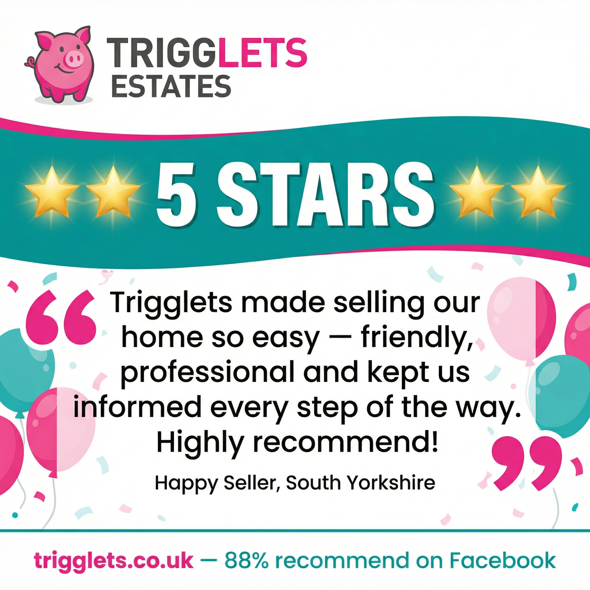 Trigglets Estates testimonial creative