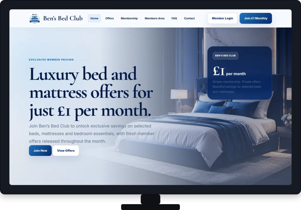 Ben’s Bed Club website project