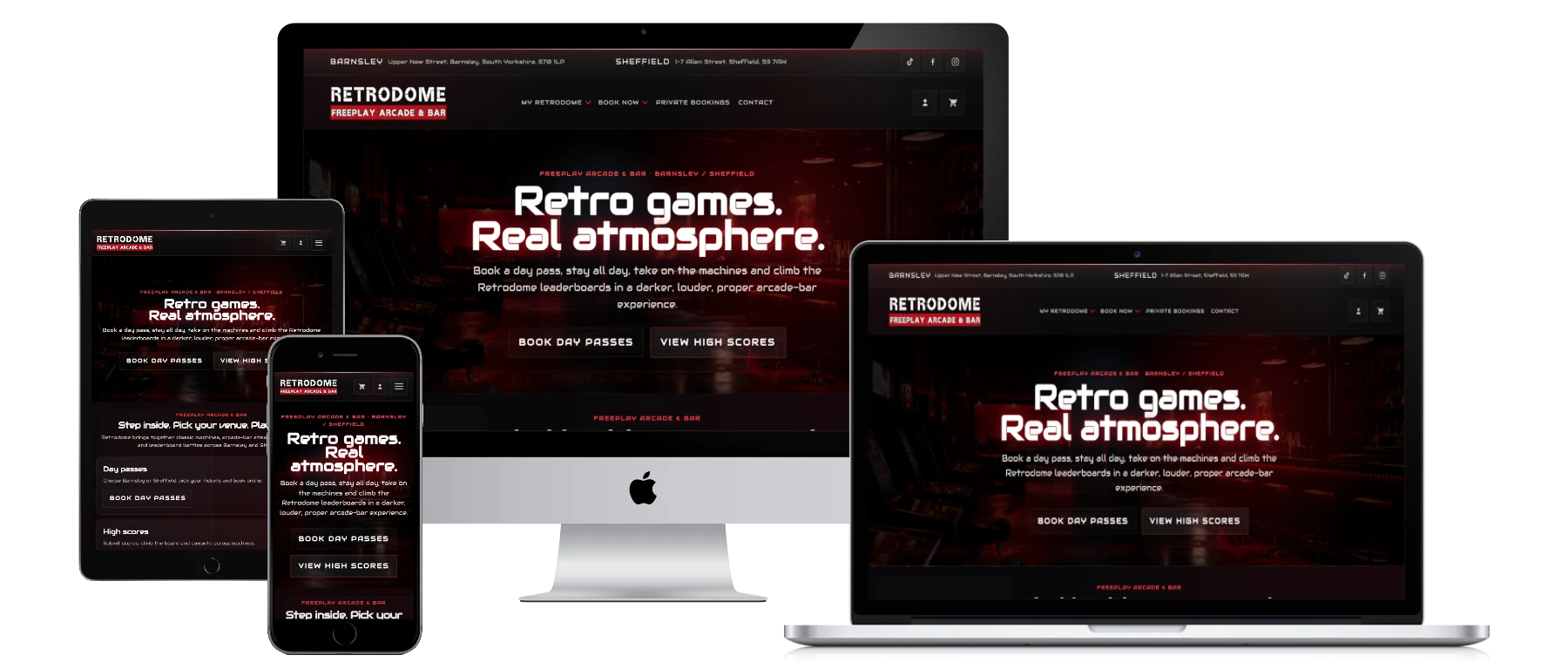Retrodome UK responsive website mock-up